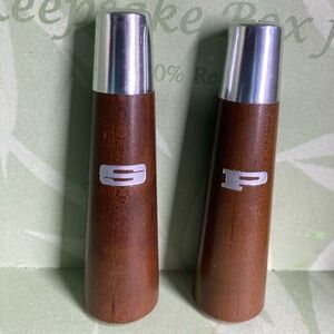4” vintage MCM wood salt & pepper shakers